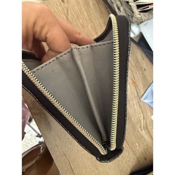 $65 Fossil Jayda Zip Clutch Wallet Grey Black Gunmetal Metallic - Picture 13 of 13